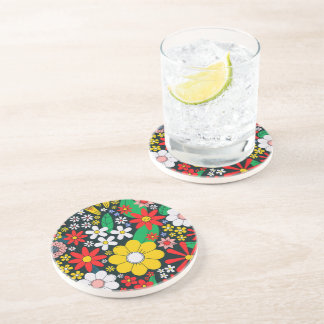 Retro 1970s Floral Pattern Coaster