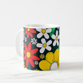 Retro 1970s Floral Pattern Coffee Mug