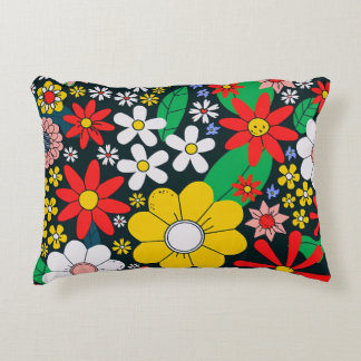 Retro 1970s Floral Pattern Decorative Cushion