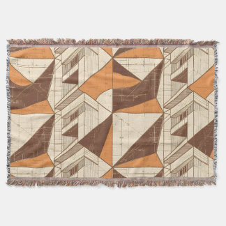 Retro 1970s Geometric Arch Pattern in Burnt Sienna Throw Blanket