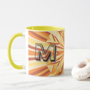 Retro 1970s Good Vibes Custom Name Mug - Yellow