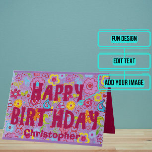 Retro 1970s Hippie Aesthetic Birthday Card