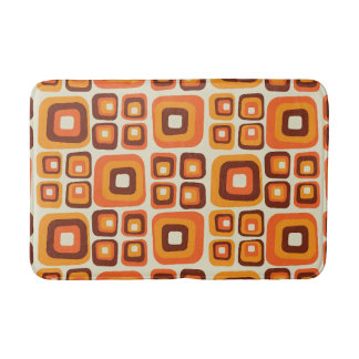 Retro 1970s Mid Century Orange and Brown Geometric Bath Mat
