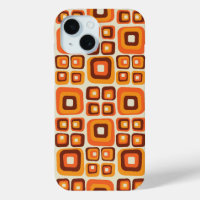Retro 1970s Mid Century Orange and Brown Geometric