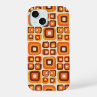 Retro 1970s Mid Century Orange and Brown Geometric