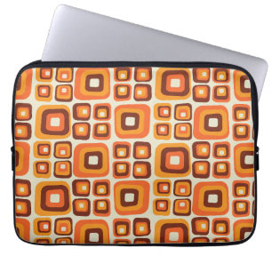 Retro 1970s Mid Century Orange and Brown Geometric Laptop Sleeve