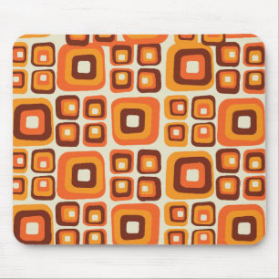 Retro 1970s Mid Century Orange and Brown Geometric Mouse Pad