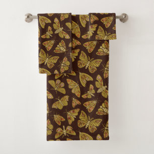 Retro 1970s Moths Bath Towel Set