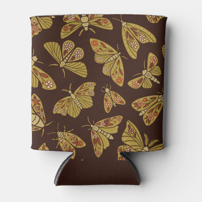 Retro 1970s Moths Can Cooler (Front)