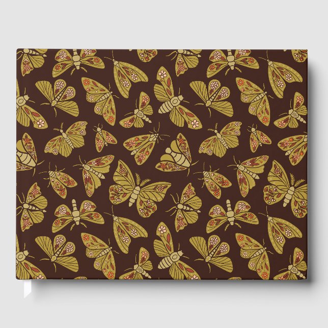 Retro 1970s Moths Guest Book (Front)