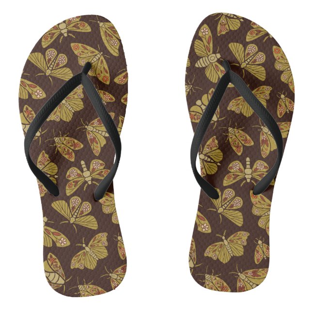 Retro 1970s Moths Thongs (Footbed)