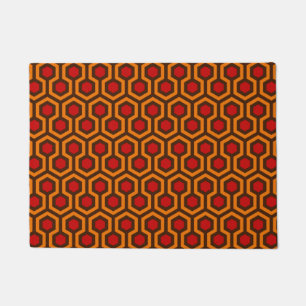 Retro 1970s Orange Red Abstract Pattern Room 237 Doormat