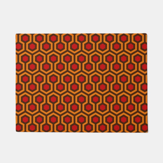 Retro 1970s Orange Red Abstract Pattern Room 237 Doormat (Front)
