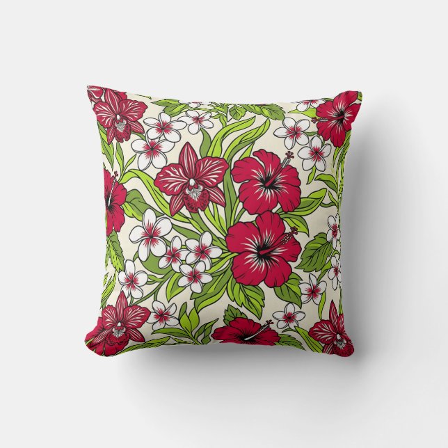 Retro 1970s Orchid Throw Pillow (Front)
