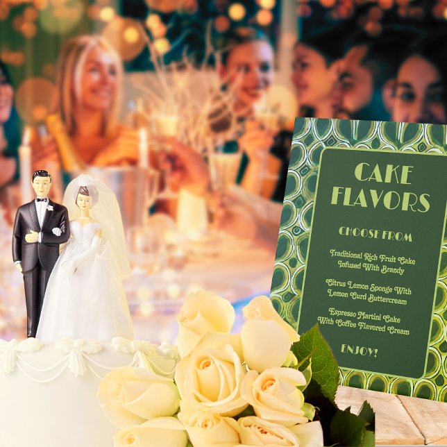 Retro 1970s Pattern | Cake Flavour Neon Wedding Pedestal Sign (Wedding Reception)