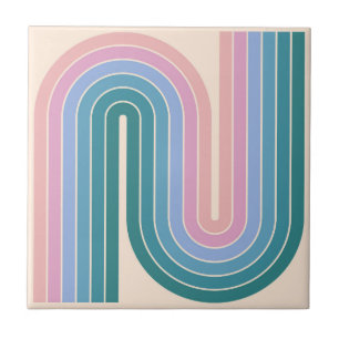 Retro 1970s Style Arched Stripes Geometric Pattern Ceramic Tile