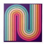 Retro 1970s Style Arched Stripes Geometric Pattern Ceramic Tile<br><div class="desc">Colourful 70s Retro Vintage Style Geometric Pattern..</div>