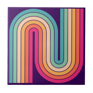 Retro 1970s Style Arched Stripes Geometric Pattern Ceramic Tile