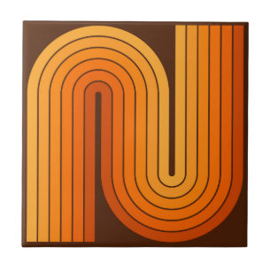Retro 1970s Style Arched Stripes Geometric Pattern Ceramic Tile