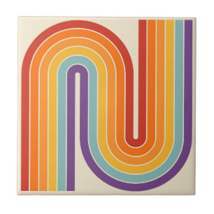 Retro 1970s Style Arched Stripes Geometric Pattern Ceramic Tile
