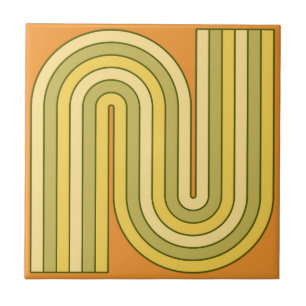 Retro 1970s Style Arched Stripes Geometric Pattern Ceramic Tile