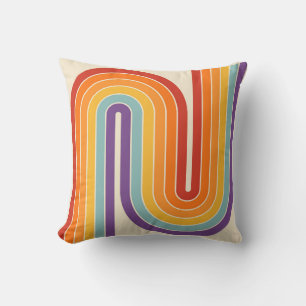 Retro 1970s Style Arched Stripes Geometric Pattern Cushion