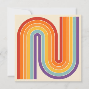 Retro 1970s Style Arched Stripes Geometric Pattern Invitation