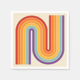 Retro 1970s Style Arched Stripes Geometric Pattern Napkin
