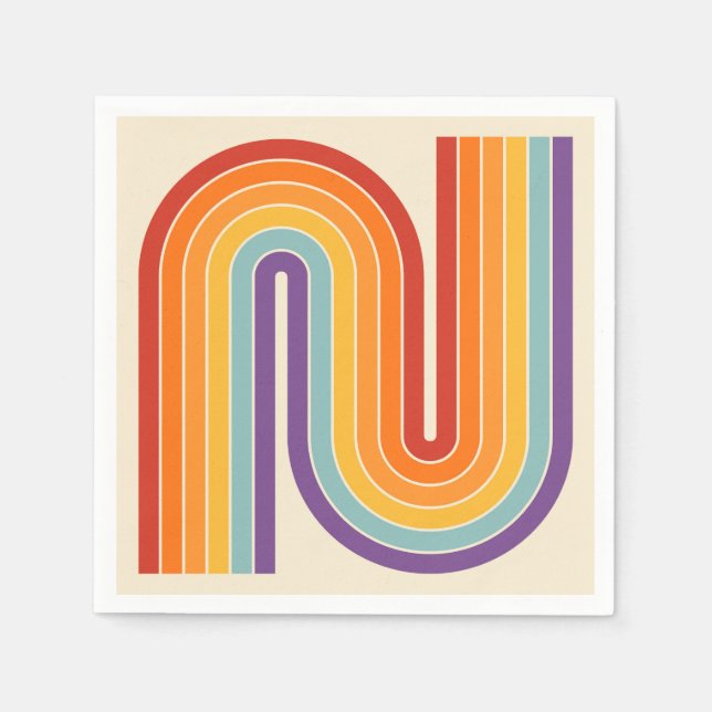 Retro 1970s Style Arched Stripes Geometric Pattern Napkin (Front)