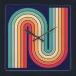 Retro 1970s Style Arched Stripes Geometric Pattern Square Wall Clock<br><div class="desc">Colourful Retro 1970s Style Arched Stripes Geometric Pattern.</div>
