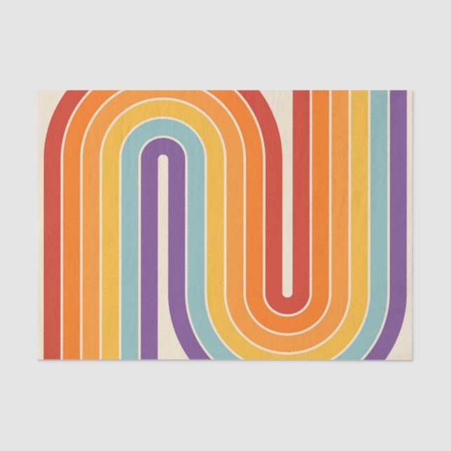 Retro 1970s Style Arched Stripes Geometric Pattern Tissue Paper (Front)