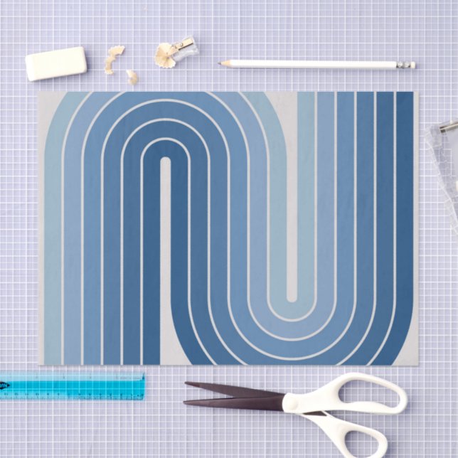 Retro 1970s Style Arched Stripes Geometric Pattern Tissue Paper (Craft)