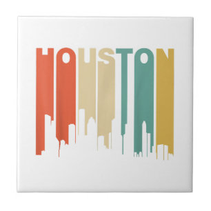 Retro 1970's Style Houston Texas Skyline Ceramic Tile