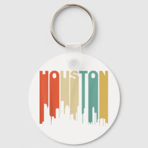 Retro 1970's Style Houston Texas Skyline Key Ring