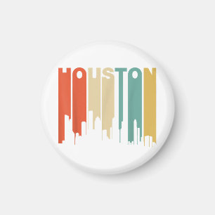 Retro 1970's Style Houston Texas Skyline Magnet