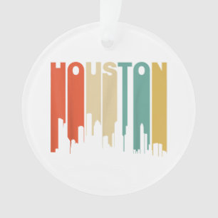 Retro 1970's Style Houston Texas Skyline  Ornament