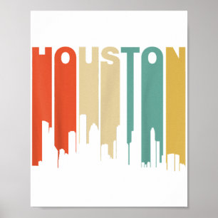 Retro 1970's Style Houston Texas Skyline Poster