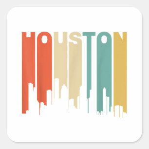 Retro 1970's Style Houston Texas Skyline Square Sticker