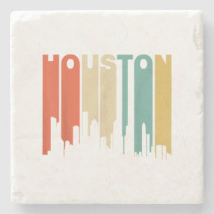 Retro 1970's Style Houston Texas Skyline  Stone Coaster