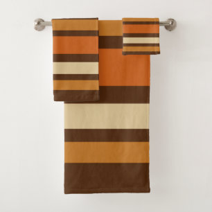 Retro 1970s Style Sporty Stripes Bath Towel Set