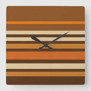 Retro 1970s Style Sporty Stripes Square Wall Clock