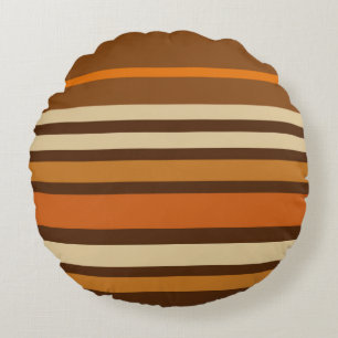 Retro 1970s Style Striped Round Cushion