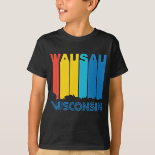 Retro 1970's Style Wausau Wisconsin Skyline T-Shirt