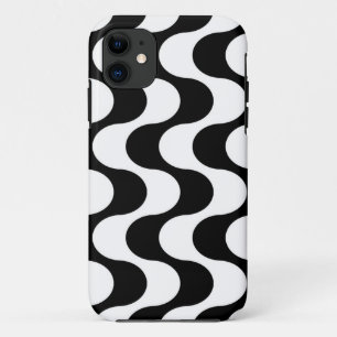 Retro 1970s Style Wavy Op-Art Stripe Pattern iPhone 11 Case
