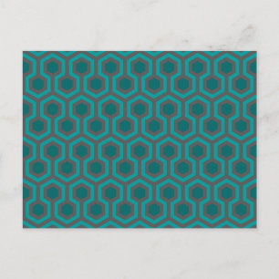 Retro 1970s Teal Turquoise Green Abstract Pattern Postcard