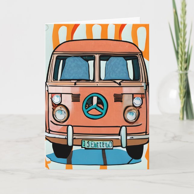 Retro 1970's Van | Groovy Birthday Card (Front)