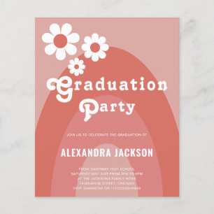 Retro 1970s vintage floral Graduate Party Budget Flyer