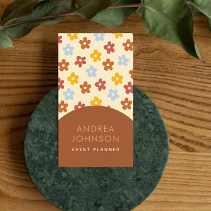Retro 1970s Vintage Floral Pattern 1960s Seventies Business Card