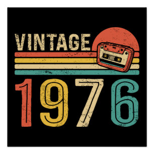 Retro 1976 Birthday Music Cassette Tape 50th Bday Poster