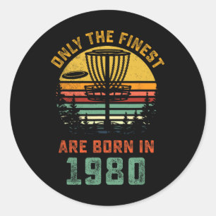 Retro 1980 40th Birthday Disc Golf Gift 40 Year Ol Classic Round Sticker